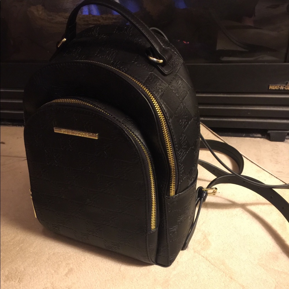 New Black Leather Steve Madden Backpack
